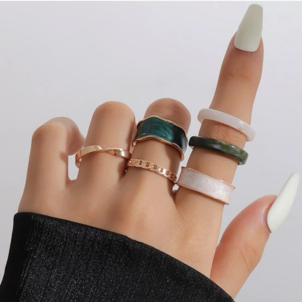 Marble Cuff & Acrylic Ring Set